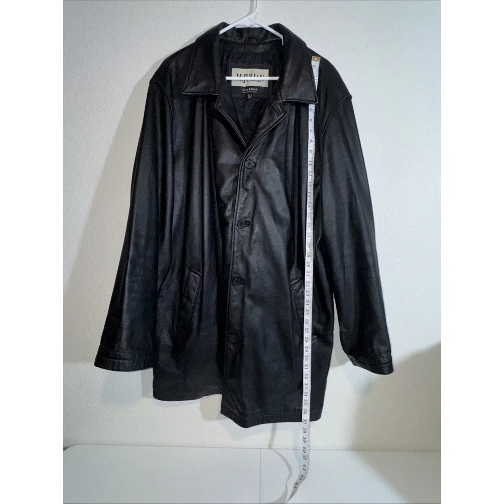 Vintage M.Julian Wilson's Men's Black Leather Blade Trench Coat Size XLT Jacket